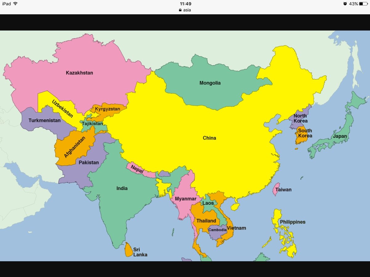 Политическая карта и список всех стран Азии с названиями столиц